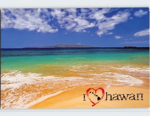 Postcard Waves gently lap onto a soft sandy shore in Hawaii, I Love Hawaii