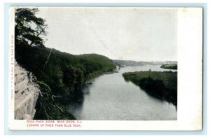 Rock River Dixon Illinois Blue Rock 1910 Princeton Vintage Antique Postcard