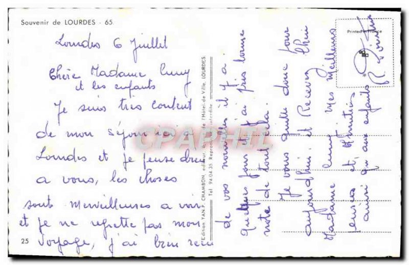Modern Postcard Souvenir De Lourdes