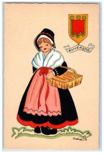 c1930's Dutch Girl With Basket Auvergne Addi Unposted Vintage Postcard