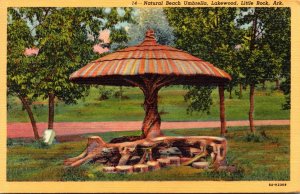 Arkansas Little Rock Lakewood Natural Beach Umbrella 1947 Curteich