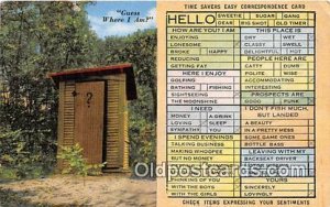 Savers Easy Correspondence Card Outhouse 1942 Missing Stamp 