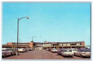 Indianapolis Indiana IN Postcard Weir Cook Municipal Airport Car Lined Building