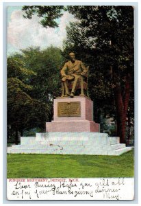 1906 View Of Pingree Monument Statue Park Detroit Michigan MI Antique Postcard 