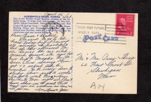 FL Life Guards on beach Jacksonville Florida Linen Postcard