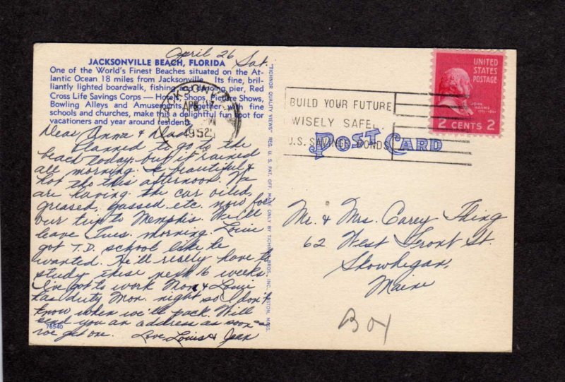 FL Life Guards on beach Jacksonville Florida Linen Postcard