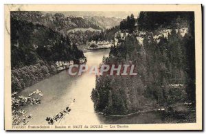 Old Postcard Frontiere Franco Suisse and Saut du Doubs Basins