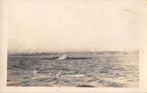 France birds eye view French Submarine surfacing real photo pc Z16088
