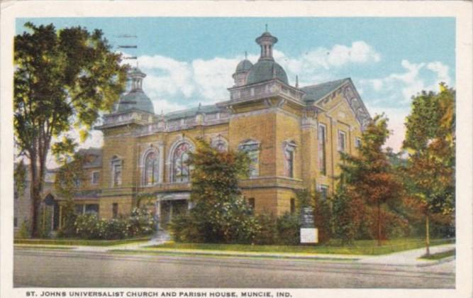 Indiana Muncie St John's Universalist Church and Parish House 1925 Curteich