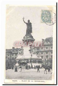 Paris (3rd) Old Postcard Place de la Republique (lion)