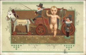 Nestle Kindermehl - Baby in Toy Stagecoach - Art Deco c1910 Postcard