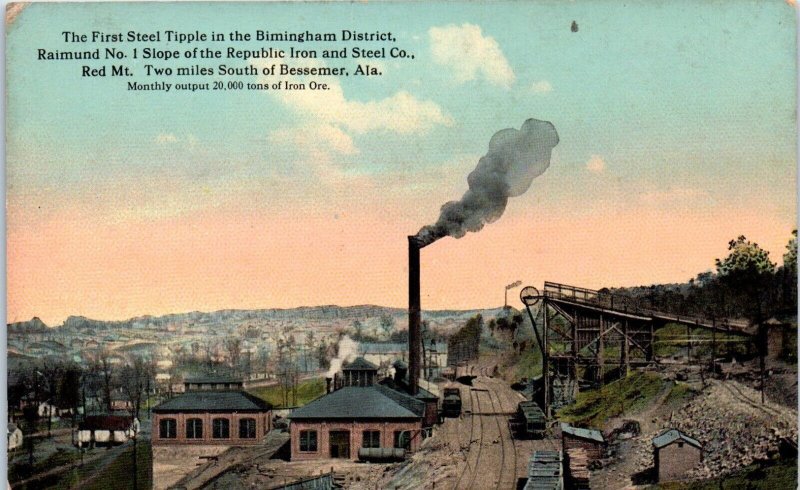 1910s First Steel Tipple Republic Iron & Steel Co. Bessemer AL Postcard
