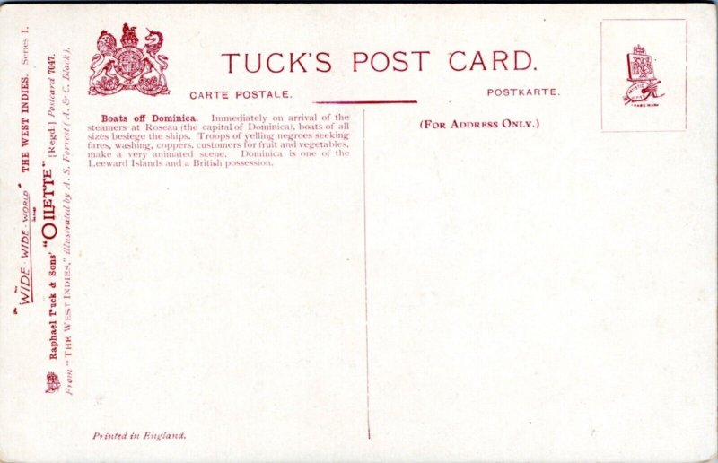 Postcard The West Indies Tuck 7048 - Boats off Dominica