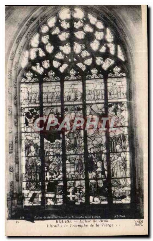 Old Postcard Bourg Brou Church Stained Triumph of the Virgin