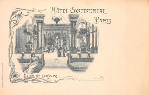 Paris France Hotel Continental Salon de Lecture Vintage Postcard AA66235