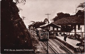 Brazil Rio De Janeiro Corcovado Train Vintage RPPC C049