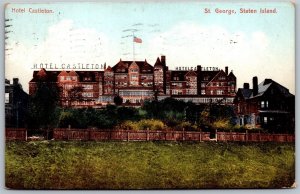 Vtg St George Staten Island New York NY Hotel Castleton 1907 View Old Postcard