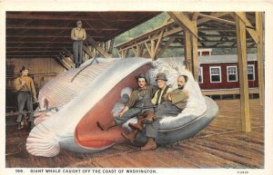 H75/ Washington State Postcard c1910 Giant Whale Caught Fisherman Tacoma 34