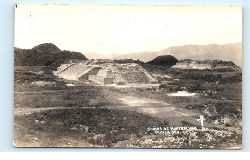 *Ruinas de Monte Alban Oaxaca Mexico Pyramid Vintage Photo Postcard C82