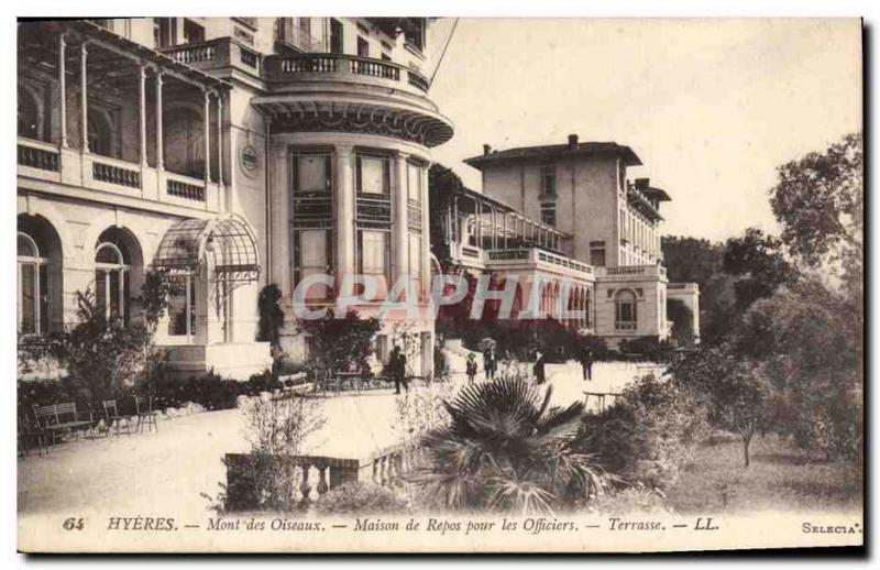 Old Postcard Army Hyeres Mont des Oiseaux House of rest for officers Terrace