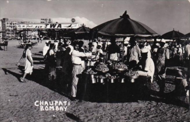 India Bombay Chaupati The Market TWA Advertisement Real Photo