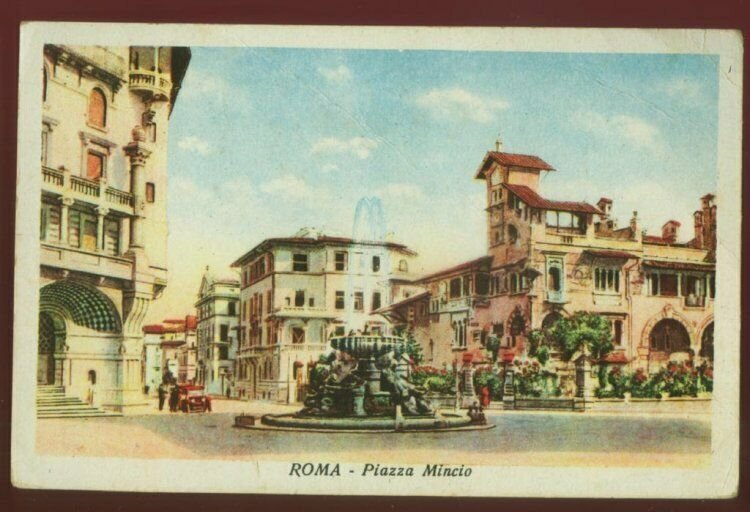 123010 Vintage Roma Rome Italy Piazza Mincio Antique Postcard