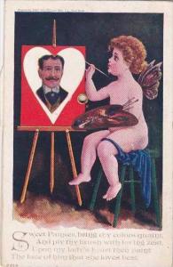 H Harmony Cupid Painting On Mechanical Easel