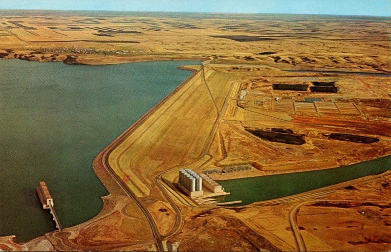 North Dakota Aerial View Looking West Showing Garrison Dam Intake Structure a...
