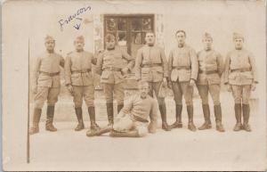 Portrait WW1 French Soldiers Military 'Francois' UNUSED Real Photo Postcard D99
