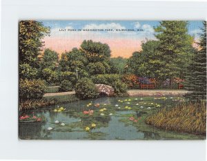 Postcard Lily Pond In Washington Park, Milwaukee, Wisconsin