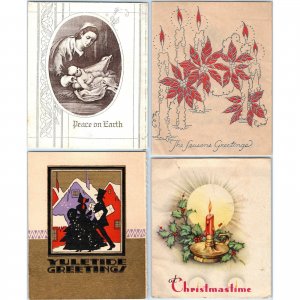 x4 LOT c1930s Christmas Greetings Cards Seasons Xmas Yuletide Folding Vtg 5A