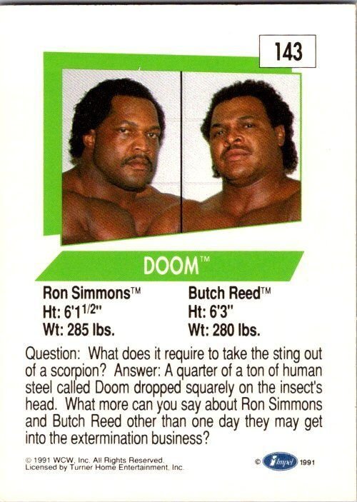 1991 WCW Wrestling Card DOOM Rob Simmons Butch Reed sk21202