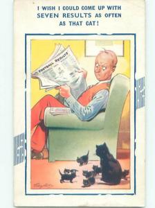 Bamforth Comic signed TAYLOR - BLACK WITH MANY BABY KITTENS AB8761