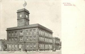 c1906 Printed Postcard; City Hall, Rockford IL, Winnebago County Unposted