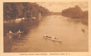 Mountain View  New Jersey Pompton River From Bridge, Sepia Tone Lithograph PCU11