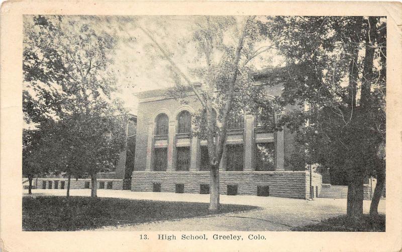 D30/ Greeley Colorado Co Postcard c1909 High Schooll Building