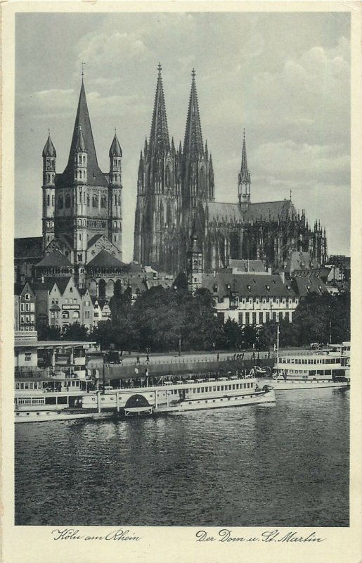 Germany Postcard Koln am Rhein Der Dom und St Martinkirche