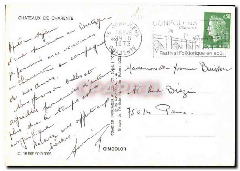 Postcard Modern Castles Charente