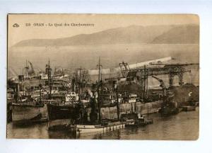 191064 Algeria ORAN quay & port ship CARLO CAMERATA Vintage