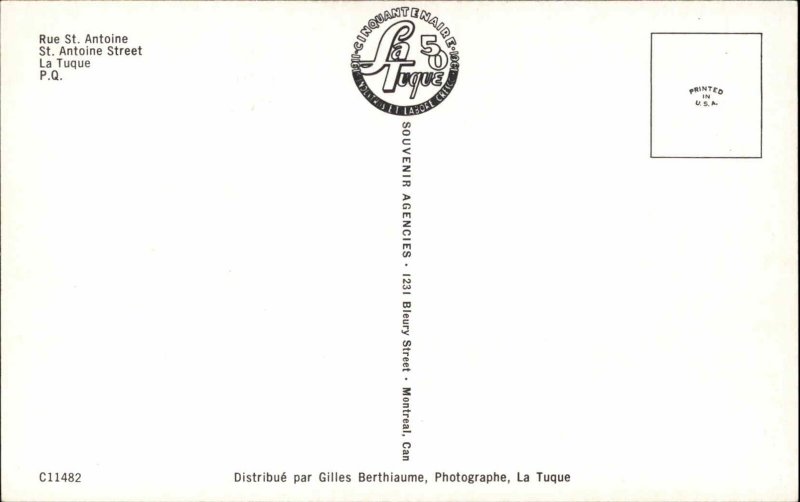 La Tuque Quebec Street Scene Car Vintage Postcard