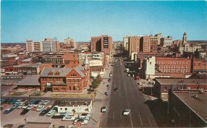 Postcard 1950s Wichita Kansas Skyline view Colorpicture autos 23-11051