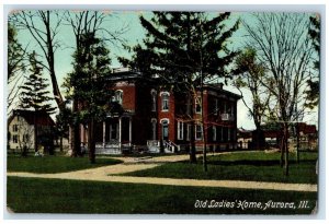 c1910 Old Ladies Home Exterior Building Aurora Illinois Vintage Antique Postcard 