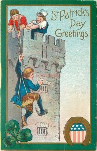 Saint Patrick's Day, Men Climbing up Blarney Castle, Embossed