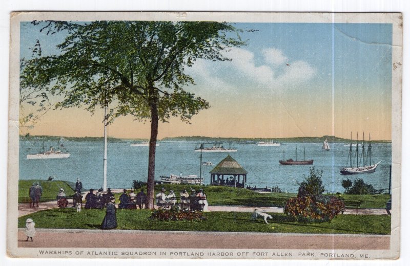 Portland, Me, Warships Of Atlantic Squadron in Portland Harbor