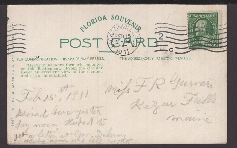 Florida St. Augustine - Old Watch Tower at Fort Marion pm1911 ~ DB