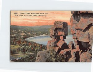 Postcard Bird's Eye View from Devil's Doorway, Devil's Lake, Wisconsin