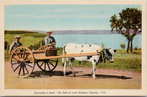 Charrette a boeuf Ox Cart Rural Quebec QC Que HV Henderson Unused Postcard D71