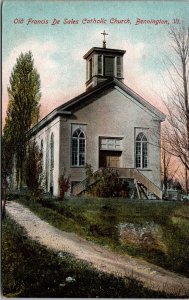 Postcard Old Francis De Sales Catholic Church in Bennington, Vermont