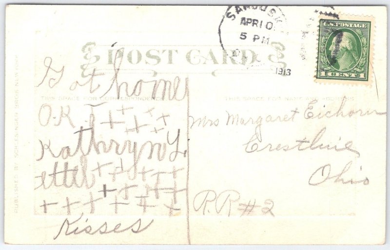 1913 Scenic River Landscape Vintage Postcard by Schlesinger NYC