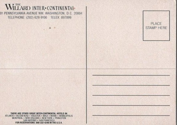 Willard Inter-Continental Chrome Postcard Washington DC
